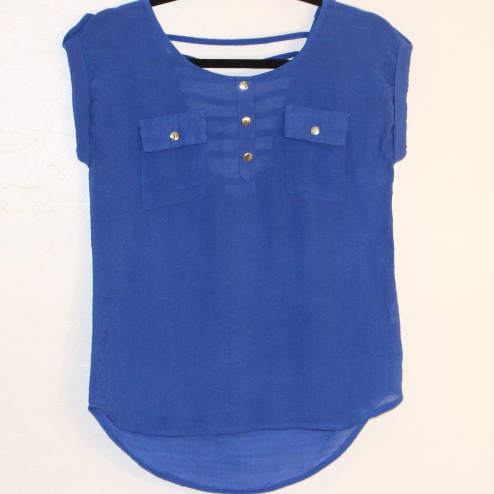 Gauzy Royal Blue "Mine" brand Blouse Size M